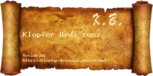 Klopfer Brútusz névjegykártya